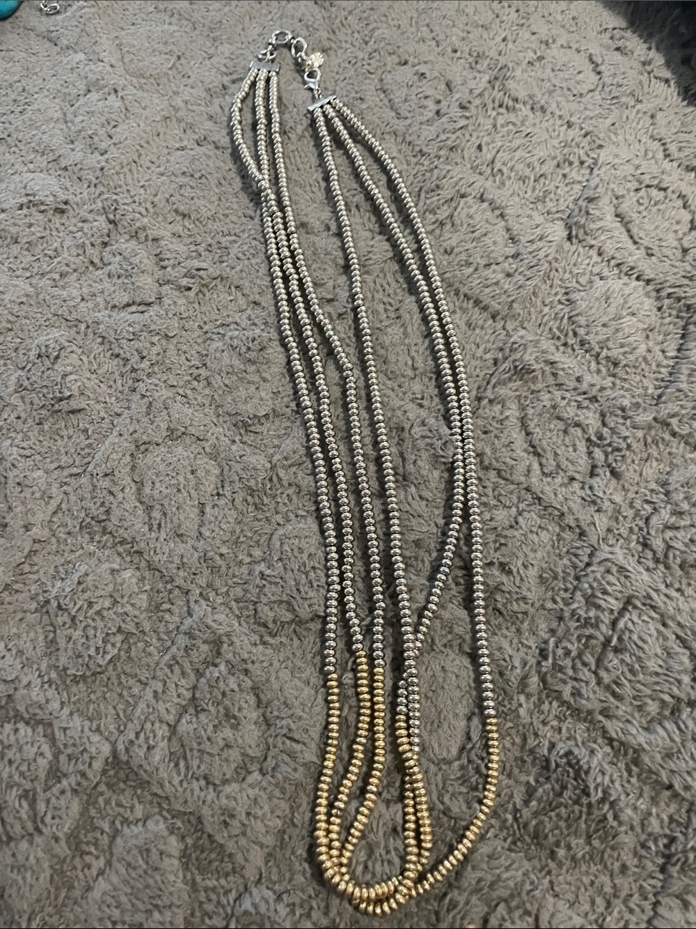 Silpada Two-Tone Multi-Strand Beaded Necklace - Silver & Gold